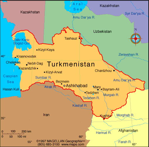 turkmenistan regions map